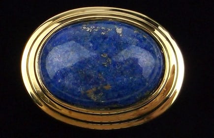 New Vint Big Designer Gold Over Sterling Lapis Lazuli Pendant