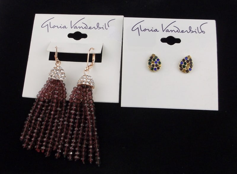 2 New Gloria Vanderbilt Swarovski Crystal Earrings Sets: new condition