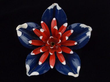 Stunning Big Vintage 1960s Enameled Flower Brooch
