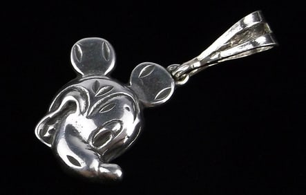 Mint Vintage 1980s Disney Sterling Silver Mickey Mouse Pendant