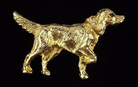 Mint Vintage Rhinestone Dog Brooch