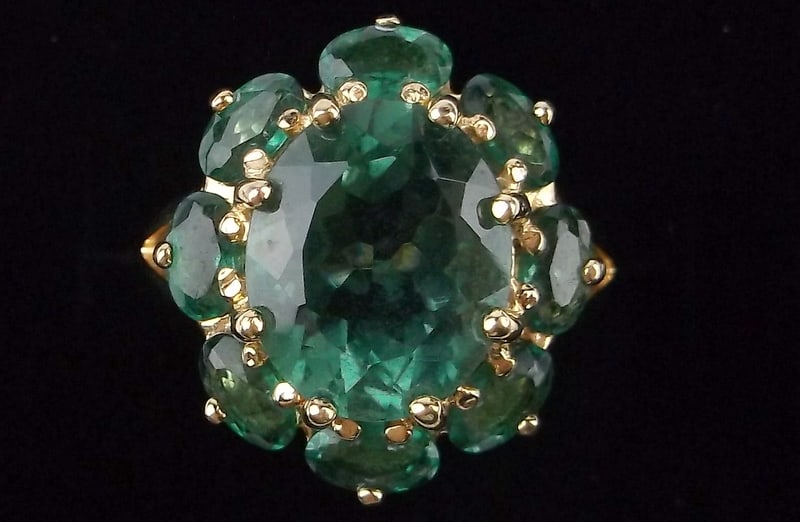 Mint Big Vint Designer Gold Over Sterling 6cttw Aquamarine Ring 6 (1 of 2)