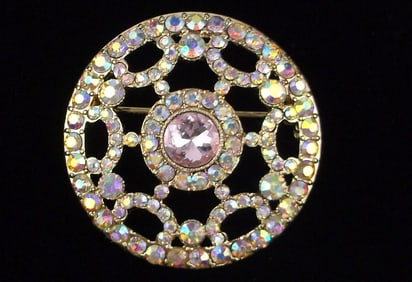 New Boxed Monet Aurora Borealis Rhinestone Brooch