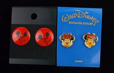 2 New Vint Disney Minnie Mickey Mouse Earrings Sets Lot