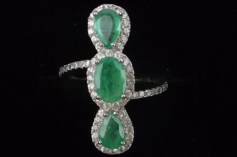 New Sterling Silver 1.25 cttw Emerald White Topaz Ring 4.5 (1 of 2)