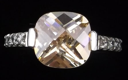 Mint Vintage Designer Sterling Silver Orange Tourmaline Ring 6