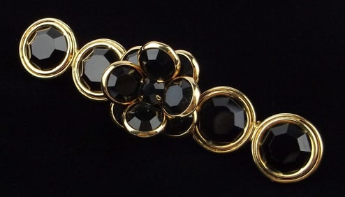 Mint Vintage Black Swarovski Crystal Rhinestone Brooch Beehive