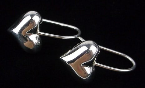 New Sterling Silver Heart Drop Earrings