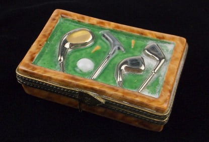Mint Vint Limoges Peint Main Porcelain Gold Trinket Box Hand Painted
