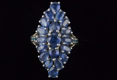 Mint Big Vint Designer Thick Sterling Silver Blue Spinel Ring 7