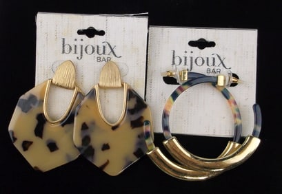 2 New Big Bijoux Bar Lucite Earrings Sets Lot $54