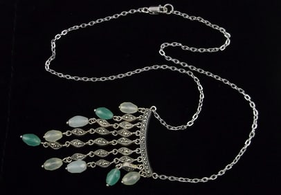 Mint Vint Judith Jack Sterling Silver Gemstone Necklace 16"