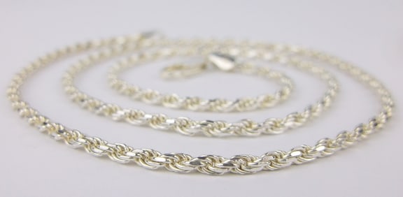 Mint Thick Vint Italian Sterling Silver Rope Chain Necklace 18"