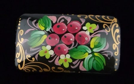 Mint Vint 1960s Russian Hand Painted Wood Brooch