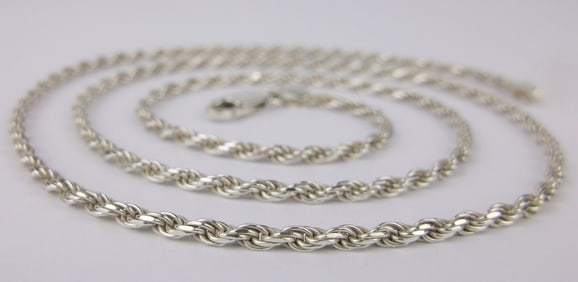 Mint Vint Thick Italian Sterling Silver Rope Chain Necklace 22"