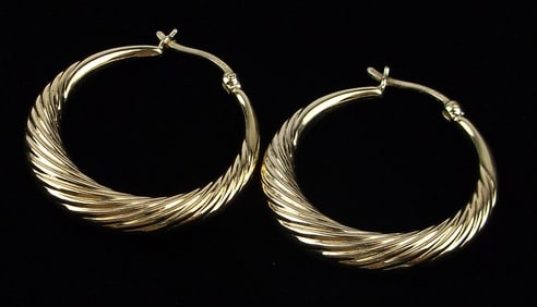 Mint Big Vint Italian Gold Over Sterling Hoop Earrings
