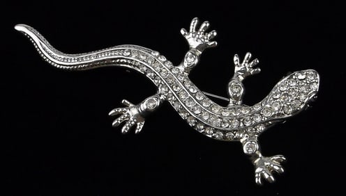 Mint Vintage Life Size Rhinestone Lizard Brooch