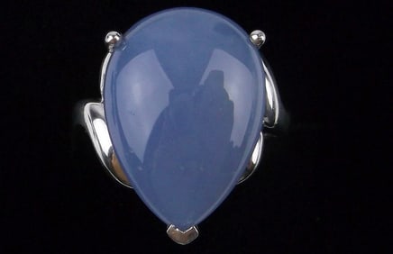 Mint Big Designer Sterling Silver Blue Chalcedony Ring 9