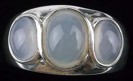 Mint Thick Heavy Vint Designer Sterling Silver Opalite Ring 7.5