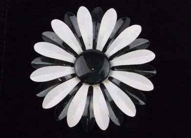 Big Stunning Vintage 1960s Enameled Flower Brooch