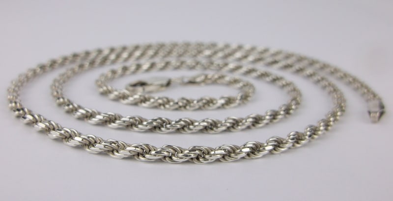Mint Vint Heavy Italian Sterling Silver Rope Chain Necklace 22" (1 of 2)