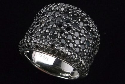 Mint Designer Wide Sterling Silver Cocktail Ring 4