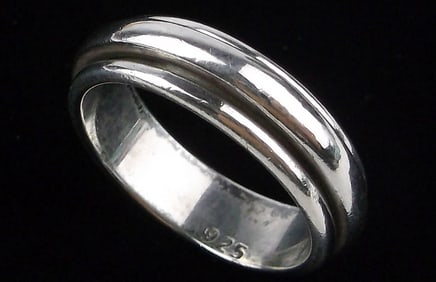Stunning Vintage Thick Sterling Silver Spinning Ring 6