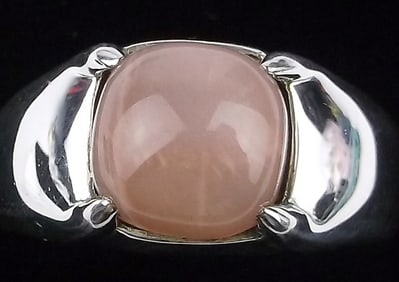 Mint Thick Heavy Vint Designer Sterling Silver Rose Quartz Ring 7.5