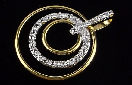 New Vintage Gold Over Sterling Silver Diamond Pendant