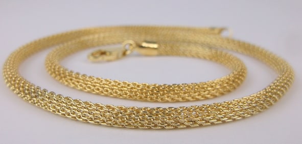 New Big Vint Italian Gold Over Sterling Chain Necklace 18"