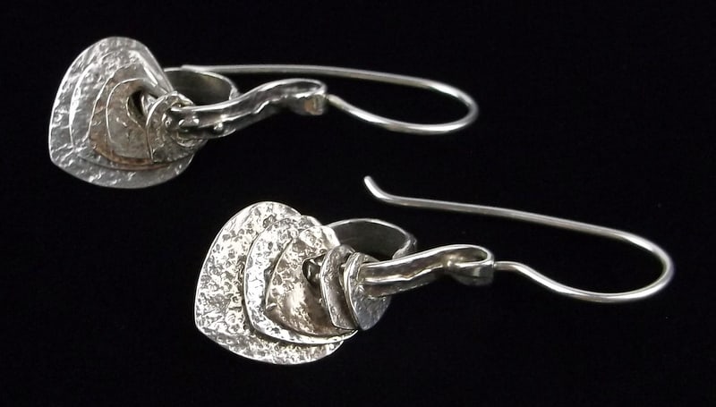 Mint Vint Thick Jorans Sterling Silver Multi Heart Drop Earrings (1 of 3)