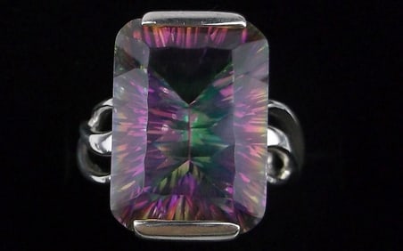 Mint Big Heavy Designer Sterling Silver 15ct Mystic Topaz Ring 7