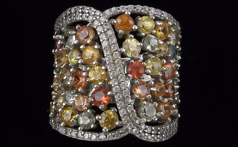 Mint Big Heavy Vint Designer Sterling Silver Multi Topaz Ring 4.5 (1 of 4)