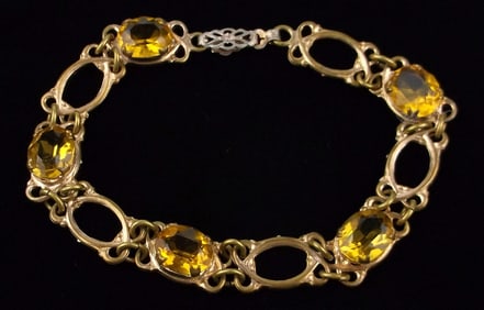 Stunning Antique 1920s Art Deco Rhinestone Bracelet 7.75"