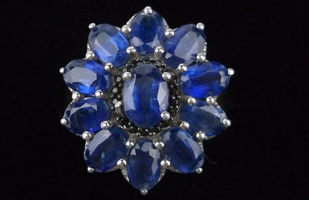 Big Mint Heavy Vint Designer Sterling 8cttw Blue Spinel Ring 6