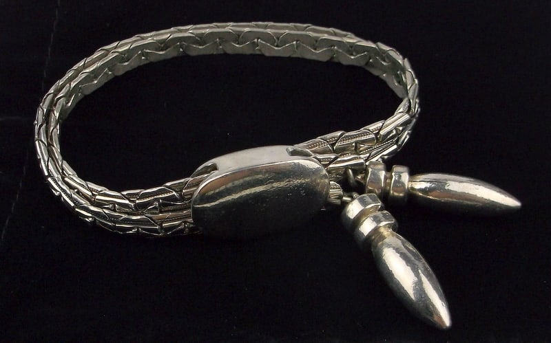 Stunning Big Vint 1960s Atomic Era 2 Bomb Bracelet 6-9" (1 of 3)