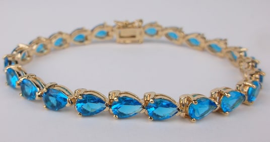 New Gold Over Sterling Silver Tennis Bracelet 7.5"