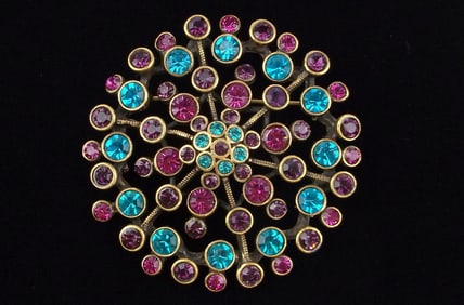 Big New Vintage 1960s Designer Rhinestone Brooch Well Made