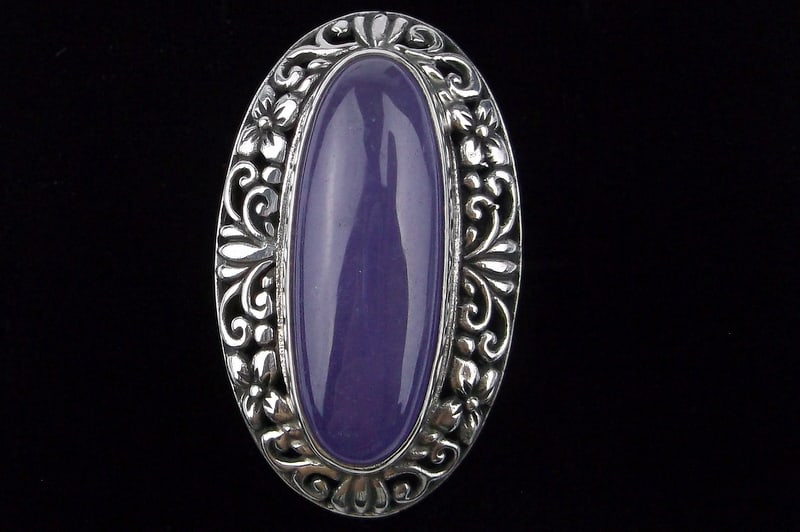 Big Mint Heavy Vint Designer Sterling Silver Purple Jade Ring 6 (1 of 4)
