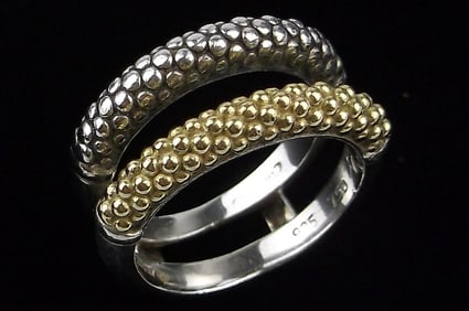 Mint Vintage Caviar Sterling Silver 18kt Gold Ring 4.5