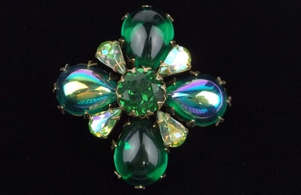 Stunning Vintage 1940s Regency NY Jelly Belly Rhinestone Brooch