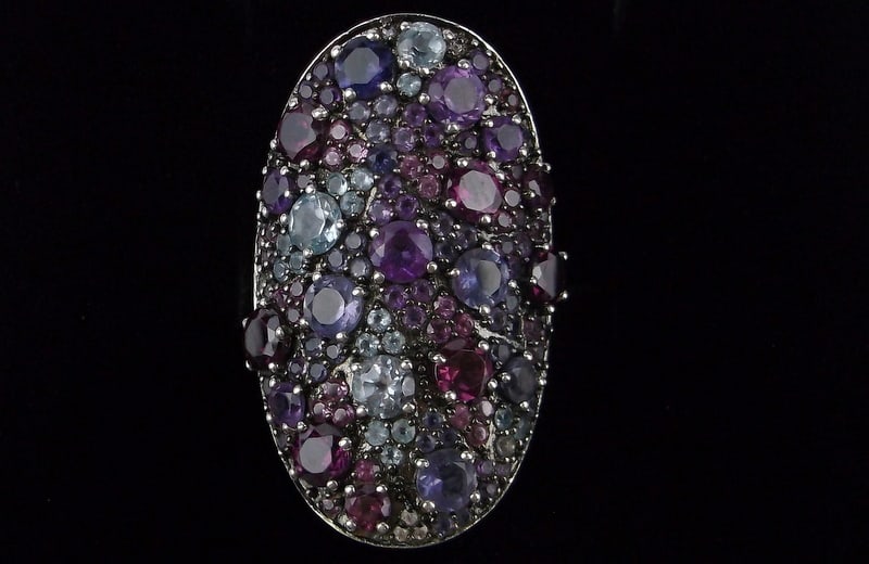 Big Mint Heavy Designer Sterling Tanzanite Topaz Galaxy Ring 7 (1 of 4)