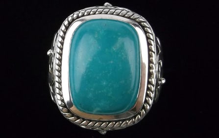 Mint Big Heavy Vint Donald Pliner Sterling Silver Turquoise Ring 6.5