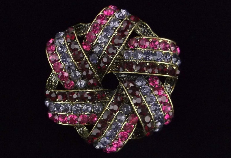 New Boxed Big Monet Rhinestone Circular Motion Brooch