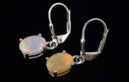 Mint Vintage Designer Sterling Silver Opal Drop Earrings