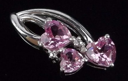 Mint Vintage Sterling Silver Pink Tourmaline Heart Pendant