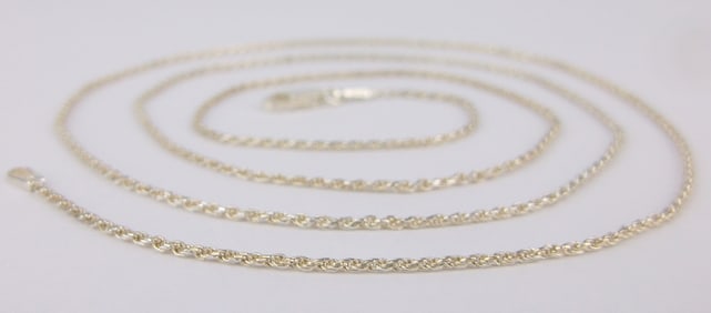 Mint Vintage Italian Sterling Silver Rope Chain Necklace 24"