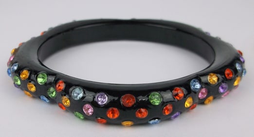 Mint Vintage 1950s Celluloid Rhinestone Bracelet 8.25"