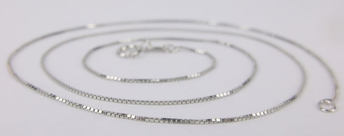 Mint Vintage Italian Sterling Silver Box Chain Necklace 18"