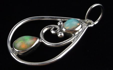Mint Vint Big Arya Sterling Silver Double Opal Pendant